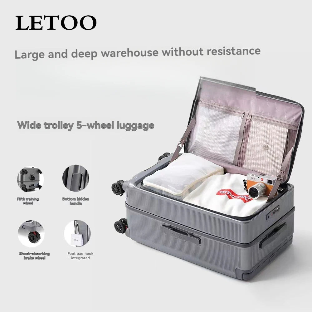 Side-opening luggage trolley case 24-inch large capacity travel case wide trolley password case men's 20-inch boarding case