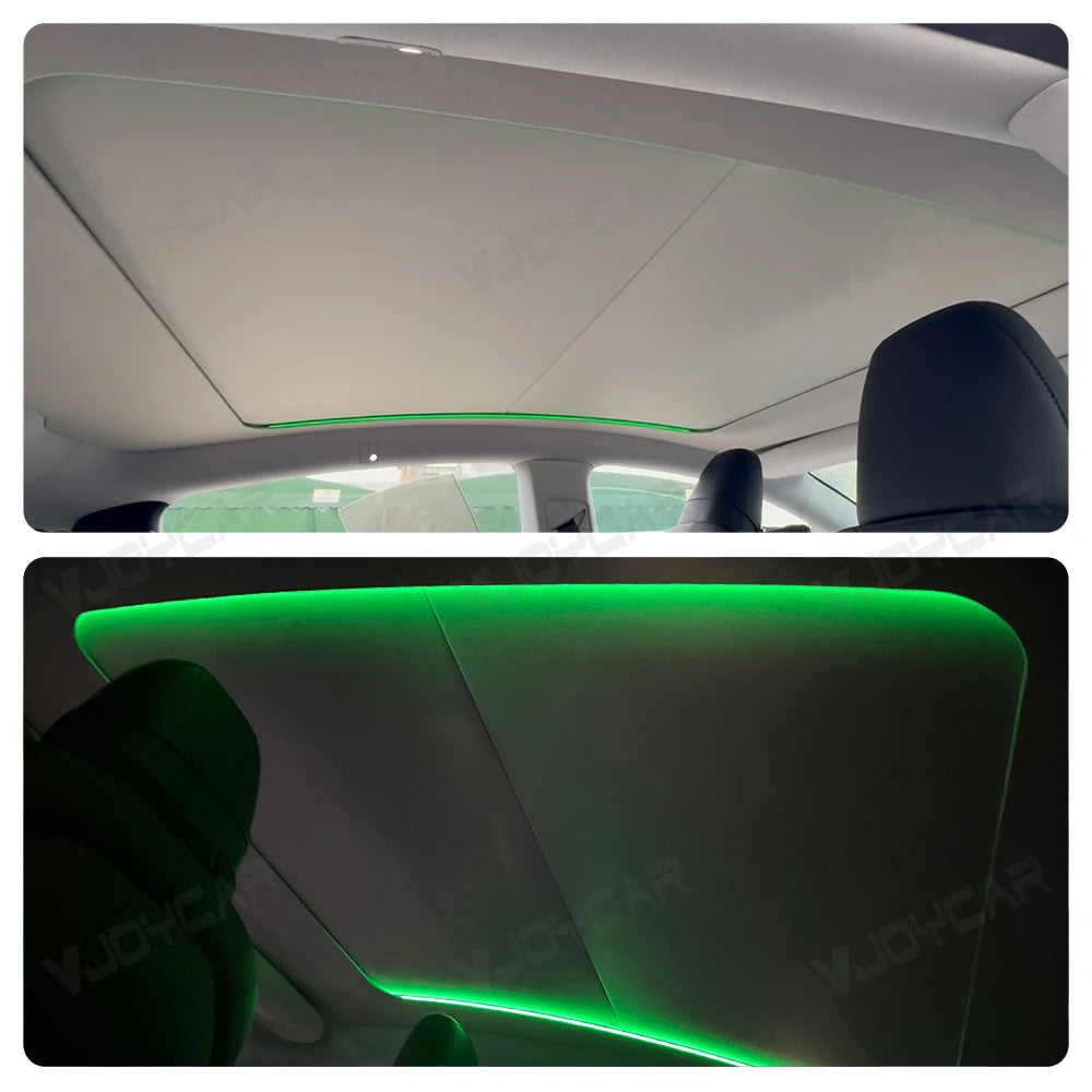 New Electric Sunshade For Tesla Model Y New Y Juniper Model Y L Ambient Light Roof Shade EN KR Voice Control Button Control