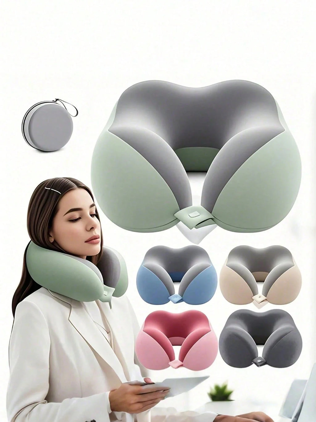 U-shaped memory cotton neck pillow, portable travel nap pillow, office nap artifact, detachable washable pillowcase, neck suppor