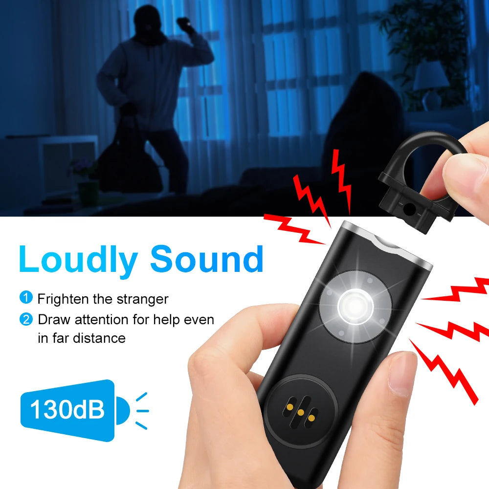 Hollarm Siren Self Defense Personal Alarm for Women, Children, Elderly 130dB Loud Rechargeable Keychain Alarm with LED Light