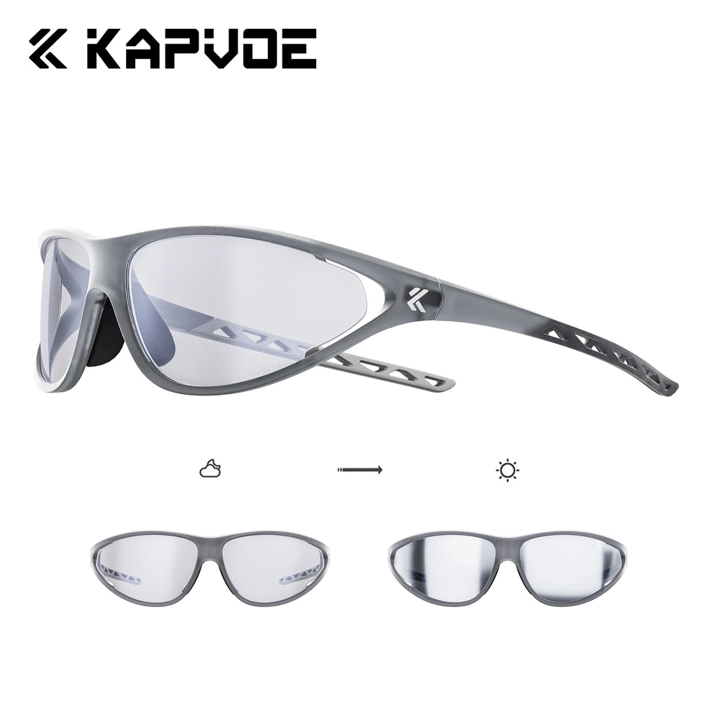 Kapvoe New Fashion Cycling Sunglasses Men Photochromic Glasses Mountain Running Hiking Eyewear Sports UV400 Climbing Goggles