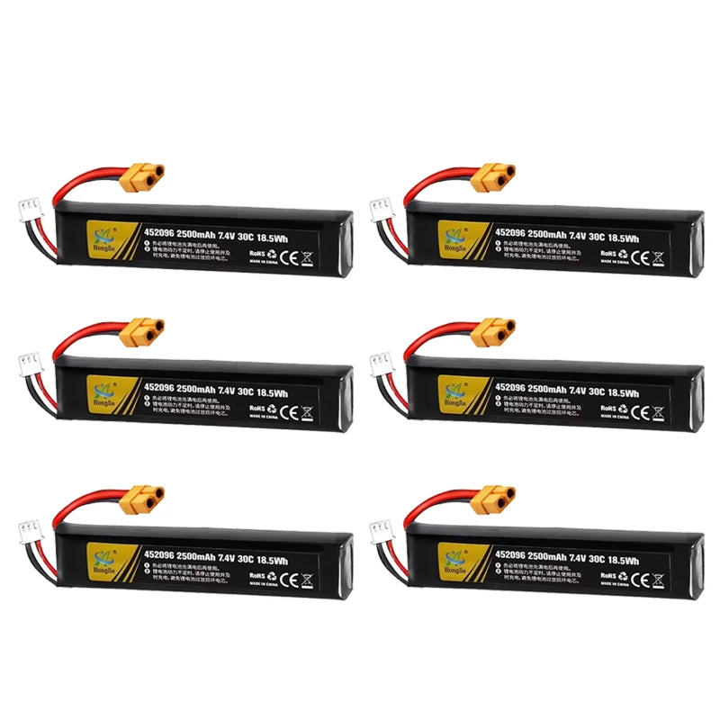 7.4V 2500mAh Lipo Battery Split Connection for Water Gun 2S 7.4V Battery for Mini Airsoft BB Air Pistol Electric Toys Guns Parts