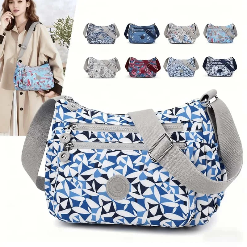 Women's Lightweight Nylon Crossbody Bag with Multiple Pockets Tote Purse Shoulder Handbag Travel Bag for Daily Use