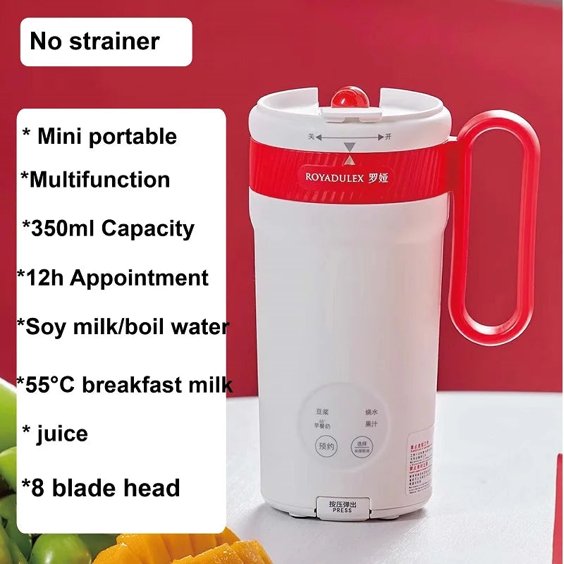 350ml Electric Soy Milk Machine Filter-free Wall Breaker Multifunction Soy Milk Cup Reservation Mixer Portable Mini Juice Cup