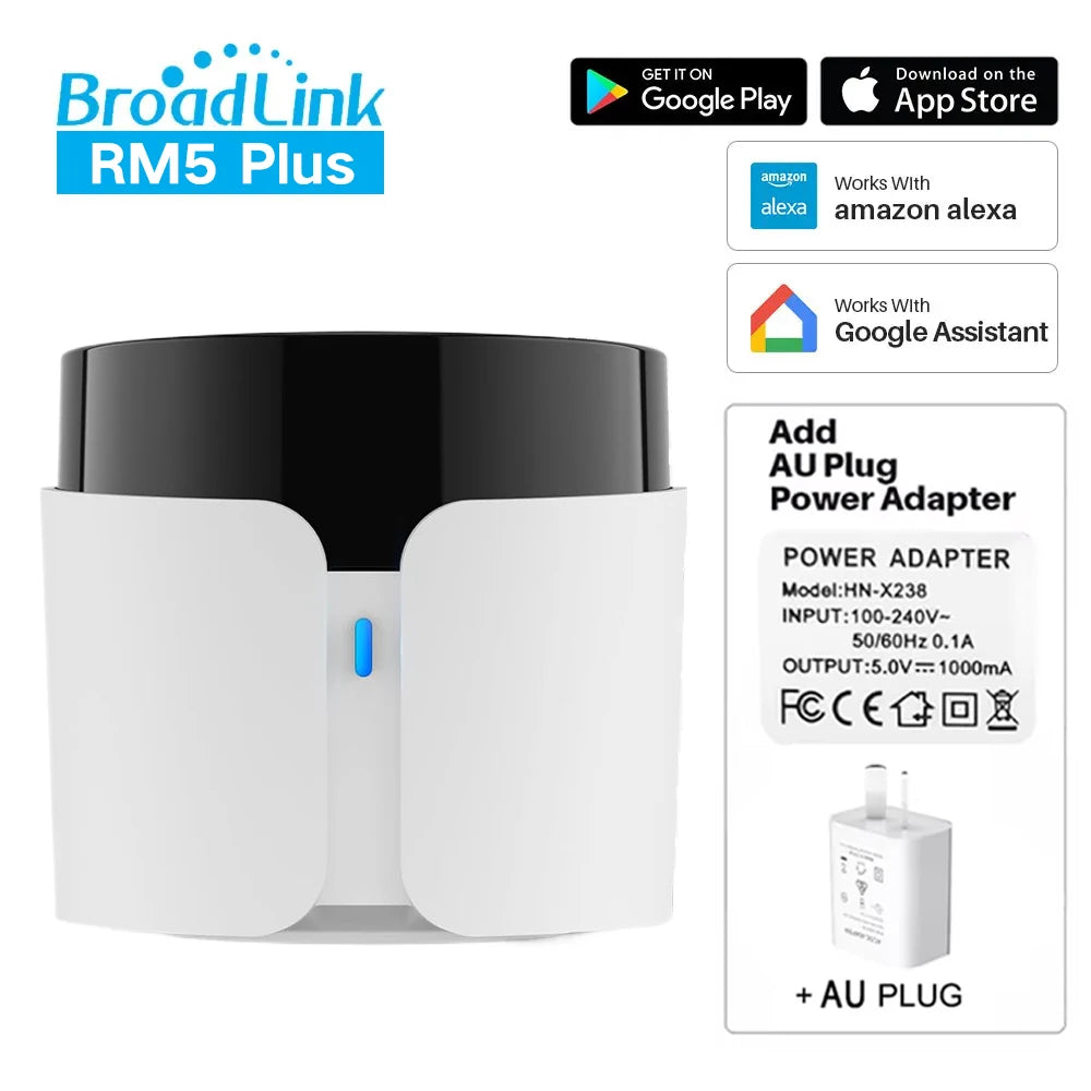 Broadlink RM5 Plus Universal Infrared Remote WiFi Smart Home Remote for TV AC Fans Voice Control Support Alexa Google Assistant