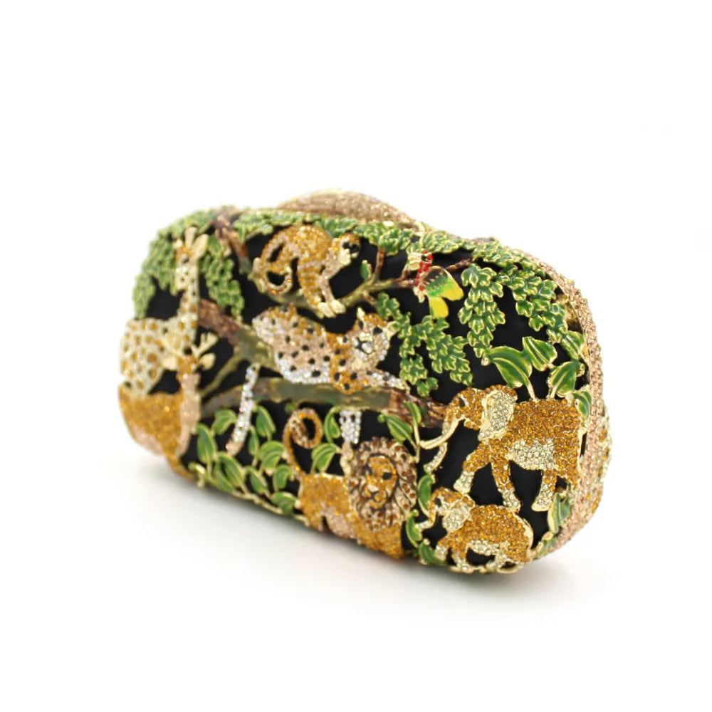 Forest Safari Animal Clutch, 3D Embossed Wildlife Evening Bag for Women. OEM Custom Jungle Theme Purse, Low MOQ Wholesale from F