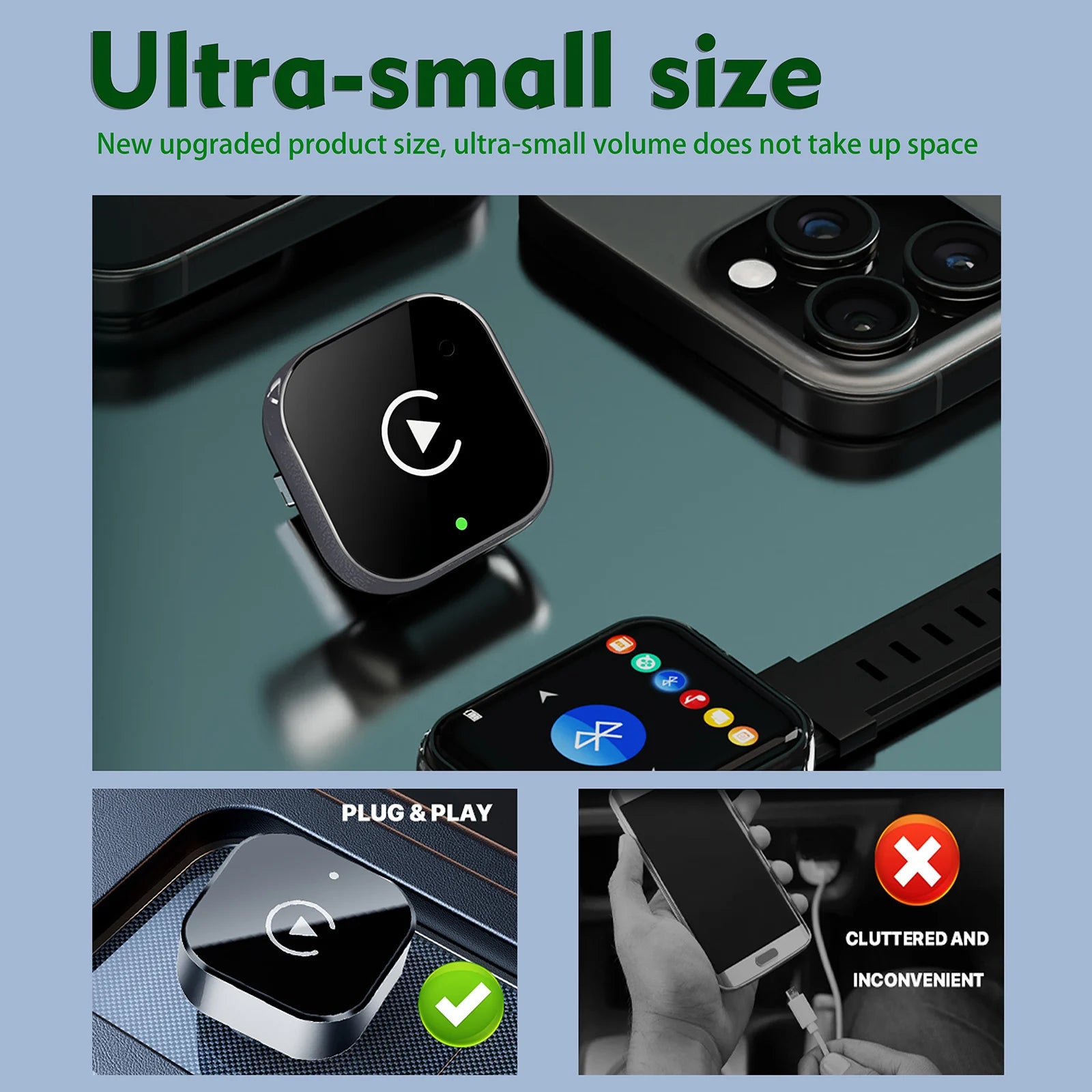Pionray 2in1 Wireless CarPlay Dongle Wireless Android Auto Adapter Plug & Play For Car With Wired CarPlay/Android Auto