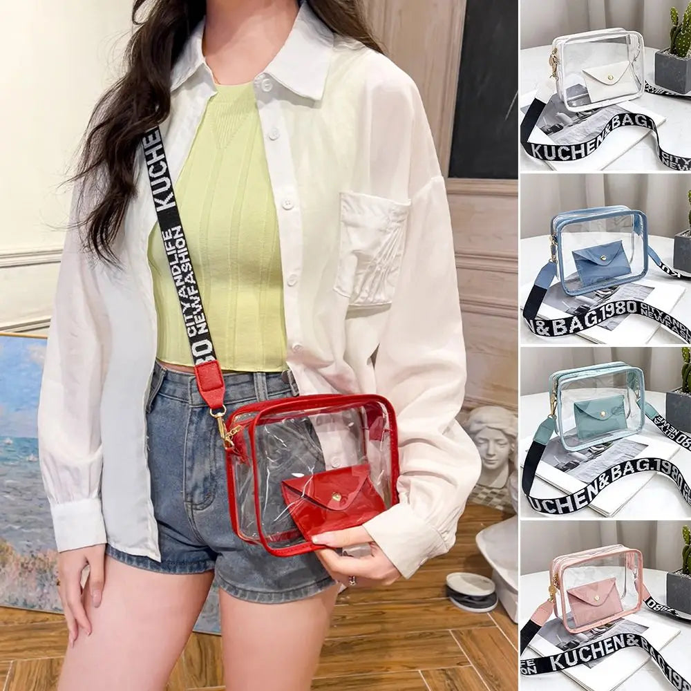 Fashion PVC Crossbody Bags Handbag with Small Phone Bags Shoulder Bag Transparent Jelly Bag Women