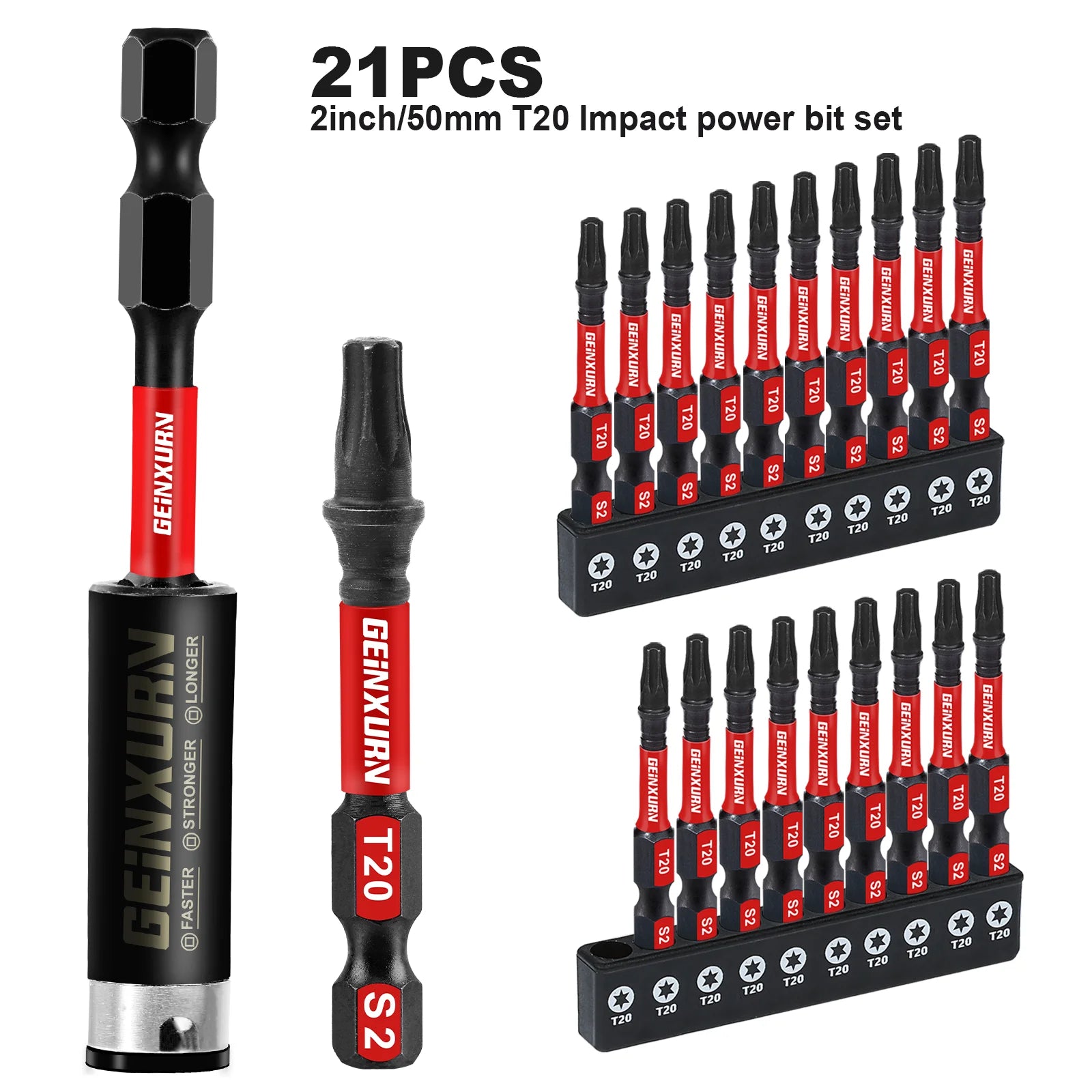Geinxurn 2In S2 Magnetic T20 Torx Bits With Base, Motorcycle Repair Tools&Suitable for Motorcycle Maintenance