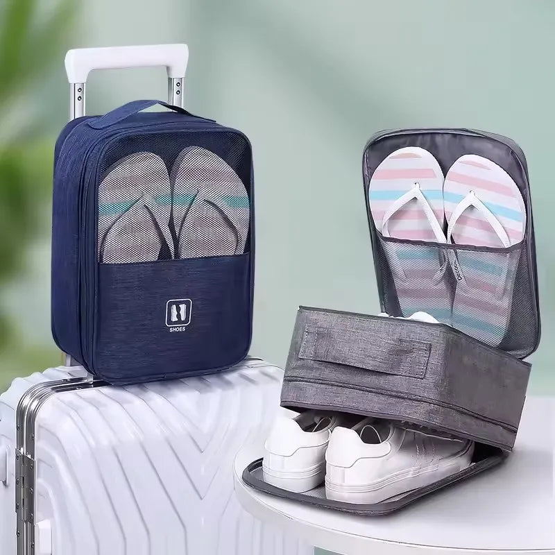 Breathable Mesh Waterproof Travel Shoe Storage Bag with Trolley Sleeve Portable Organizer Pouch for Sneakers Visible Design