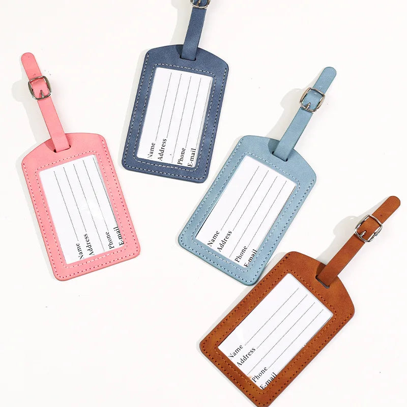 Leather Luggage Tag Name Address ID Holder Travel Accessories Baggage Label Suitcase Tag