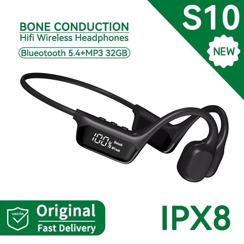 2027 New IPX8 Waterproof Bluetooth 5.4 Swimming Diving Bone Conduction Headphone Player Summer Sports Cycling Music Headset
