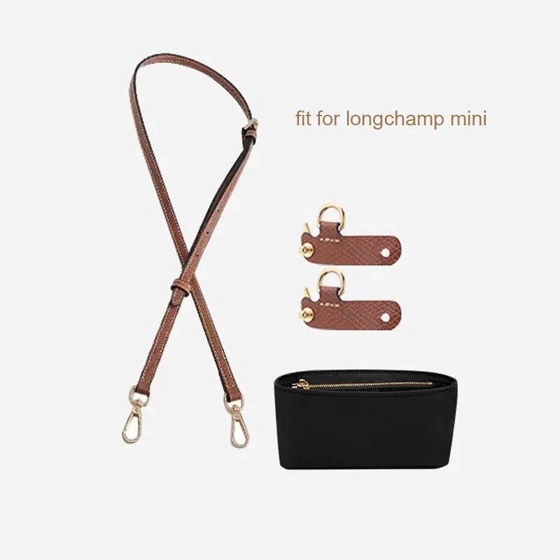 Nylon Insert Bag Organizer Set Insert For Handbag For Longchamp Mini Tote Bag Without Punching Bag Strap Leather Bag Accessories