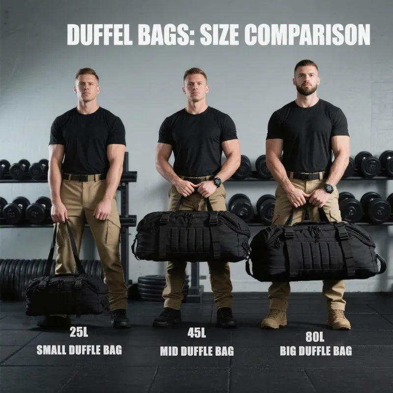 25L 45L 80L Sport Travel Bag Molle Tactical Backpack Gym Fitness Bag Large Duffle Bags for Camping Hunting Fishing