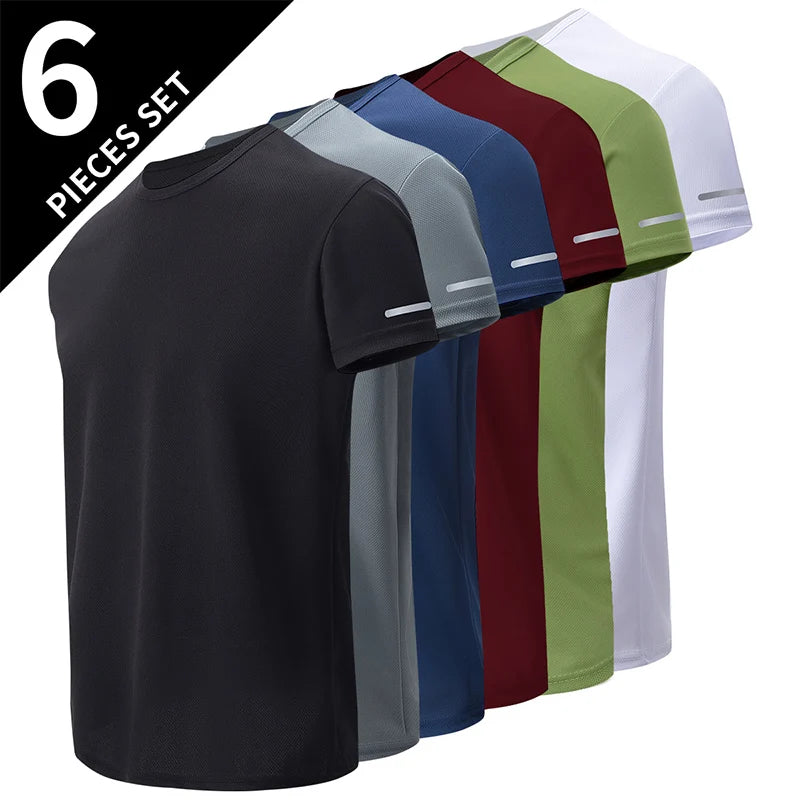 Men's Solid Color Short Sleeved SpringSummer Quick Drying Breathable Sports And Fitness Comfortable Plus Size Top Casual T-Shirt