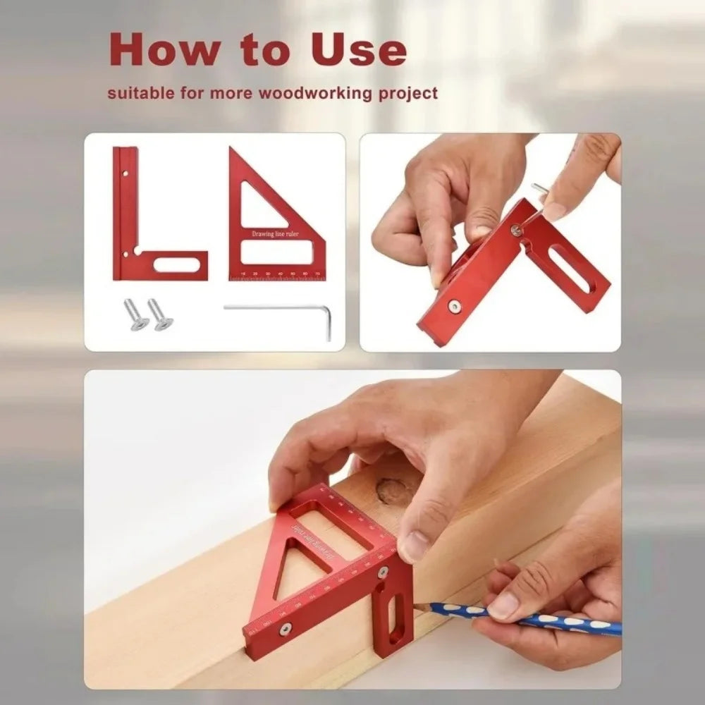 Carpenter Triangle Ruler Aluminum Alloy Miter Square Protractor High Precision Woodworking Measuring Ruler Tool For Engineer DIY