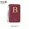 Multi-Functional RFID Blocking Passport Bag Travel Document Holder with Long Zipper Ticket Storage Wallet for Multiple Passports