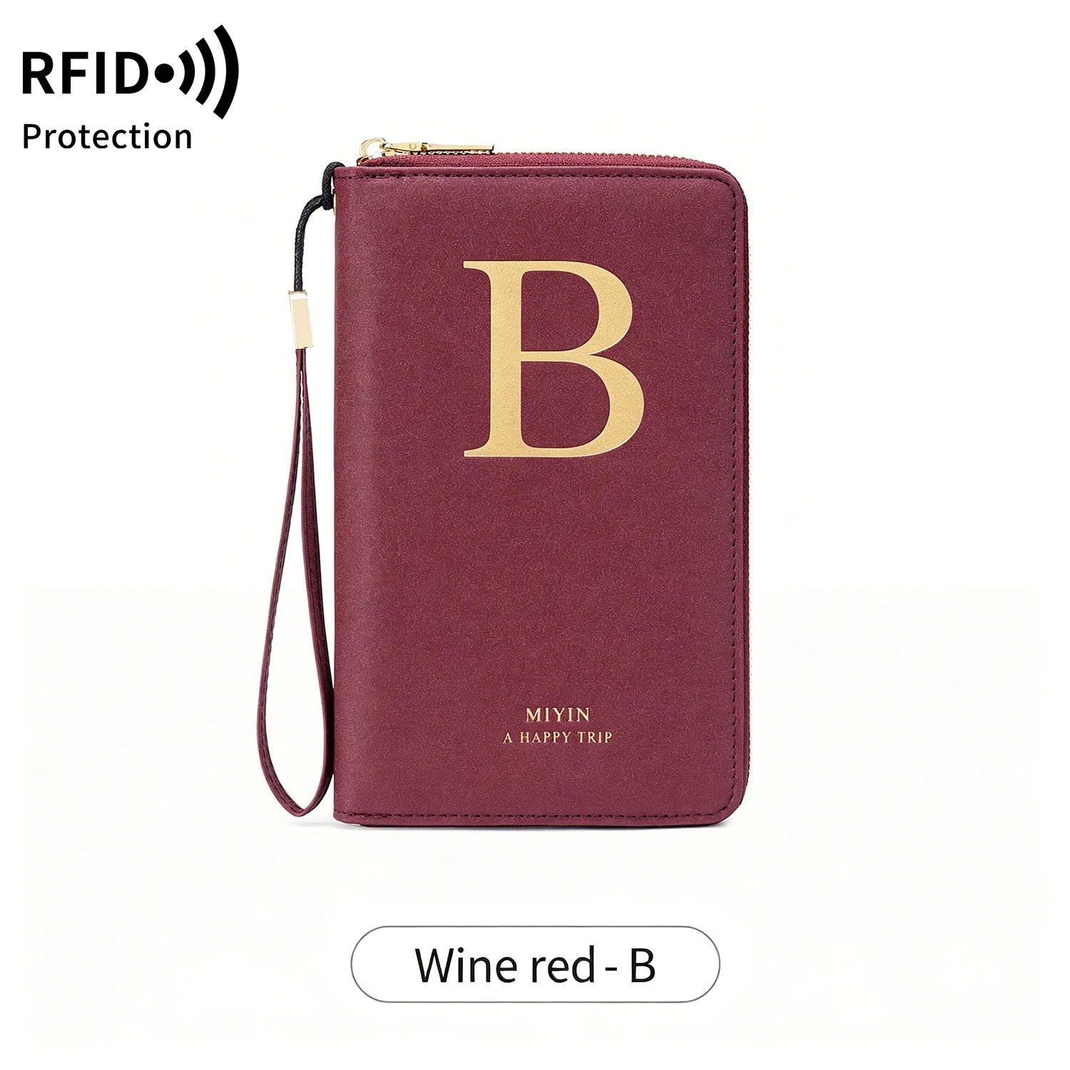 Multi-Functional RFID Blocking Passport Bag Travel Document Holder with Long Zipper Ticket Storage Wallet for Multiple Passports
