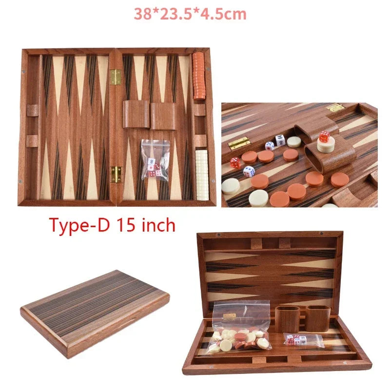11-17 Inch Wooden Backgammon Luxury Chess Set Foldable Large Backgammon Board Handmade Professional Chess Family Table Game Gift