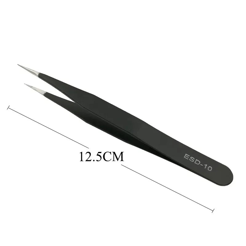 Circuit Board Repair, Stainless Steel Tweezers, Black, Bird's Nest Screening, Eyelashes, Nail Art Sequins, Bean Beads DIY Tool