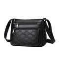 Fashion PU Leather Buying Vegetable Bag Black Multi-layer Middle-aged Mother's Bag Large Capacity Shoulder Messenger Bag Woman