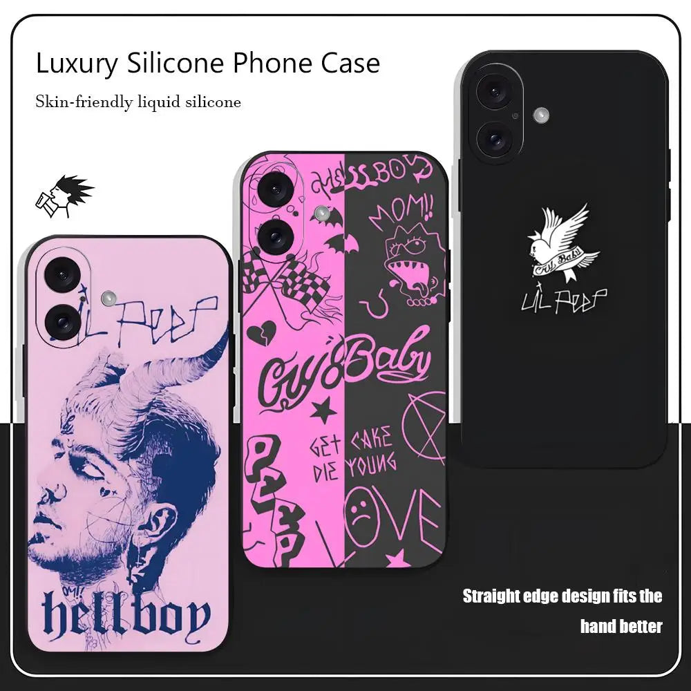 L-Lil Peep Famous Star Popular  Phone Case For iPhone 17 16 15 14 13 12 X XR XS 8 Plus Mini Pro Max Soft black Shockproof Cover