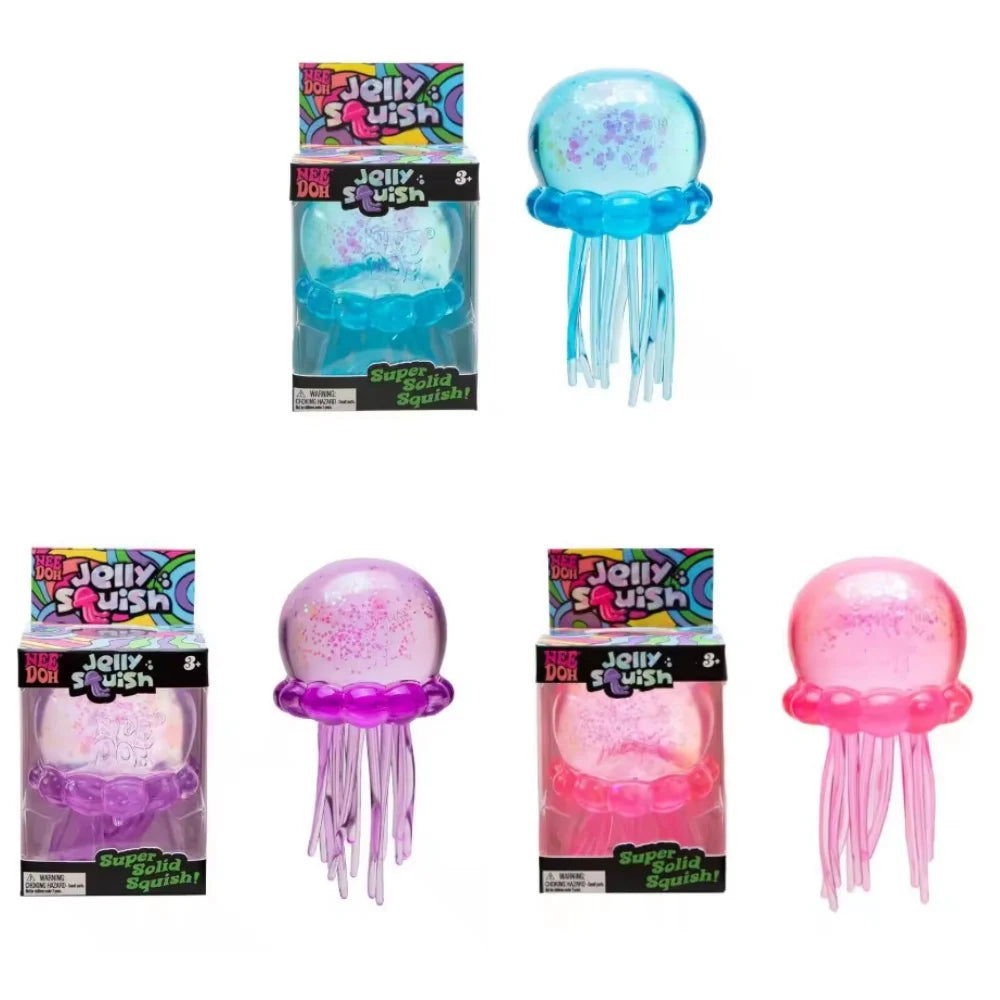 Trending Nee Doh Jellyfish & Cube Squish Toy, Soft Jelly Squeeze Stress Relief Fidget Toy, Sensory NeeDoh for Kids & Adults