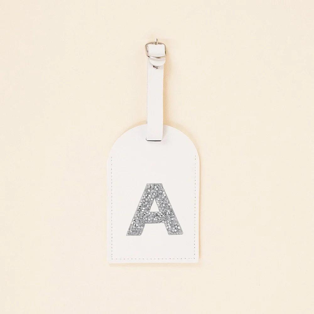 A-Z Rhinestone Monogram Leather Luggage Tag Suitcase Label Baggage Boarding Bag Tags Name ID Address Holder Travel Accessorie