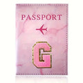 Pink PU Leather Passport Holder with Embroidery Label, Ticket & ID Credit Card Holder Cover, Travel Accessories