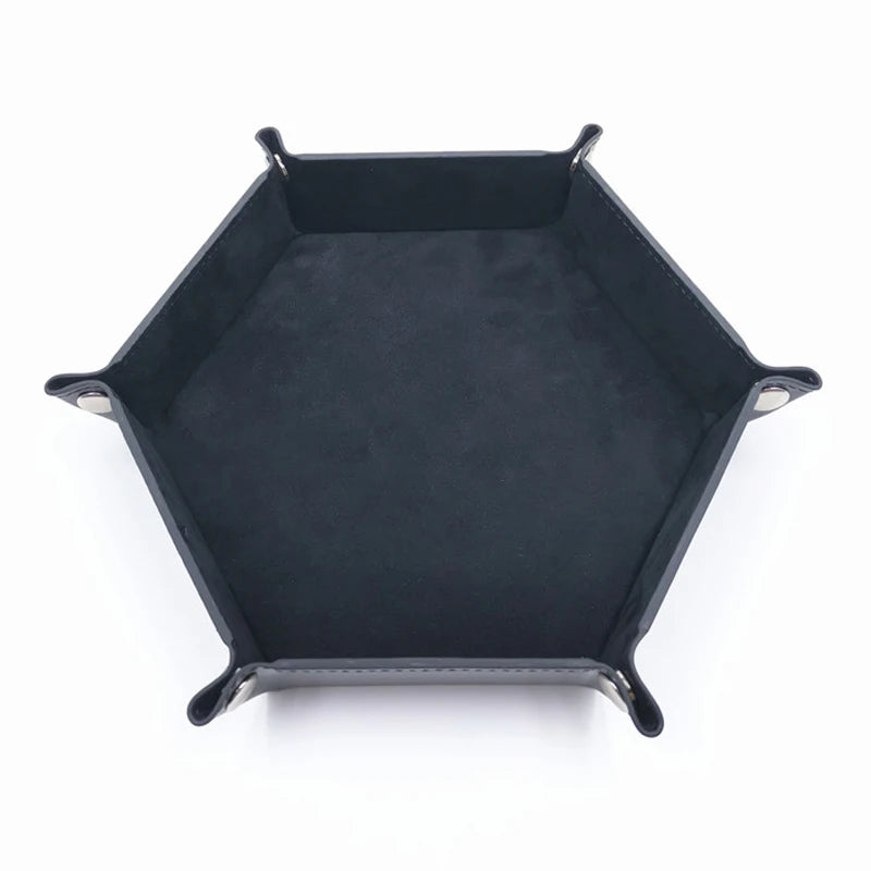 Foldable Dice Tray PU Leather Flannel Game Dice Plate Four Corners Folded Tray Home Desktop Decoration Box Coin Key Storage Tray