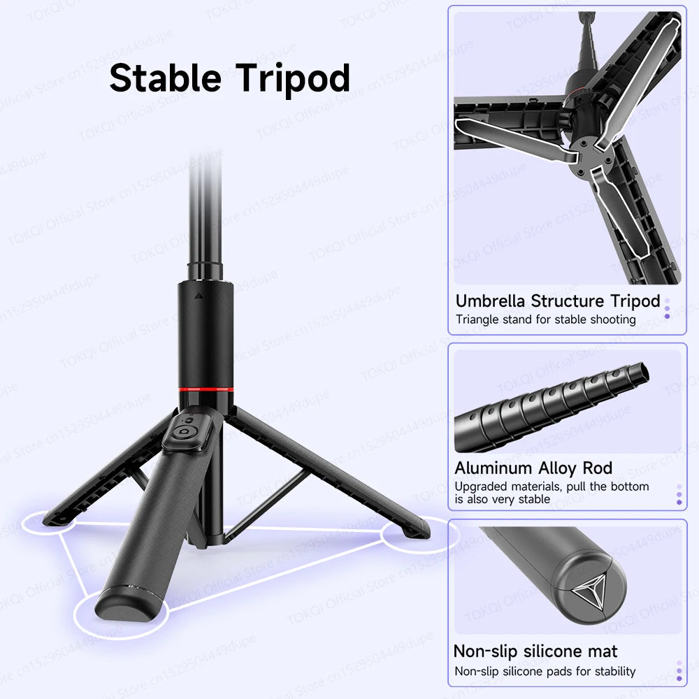 C21 Selfie Stick Stable Tripod with Bluetooth wireless Remote for IPhone Android Mobile Phones Shooting Video, Hidden Phone Clip