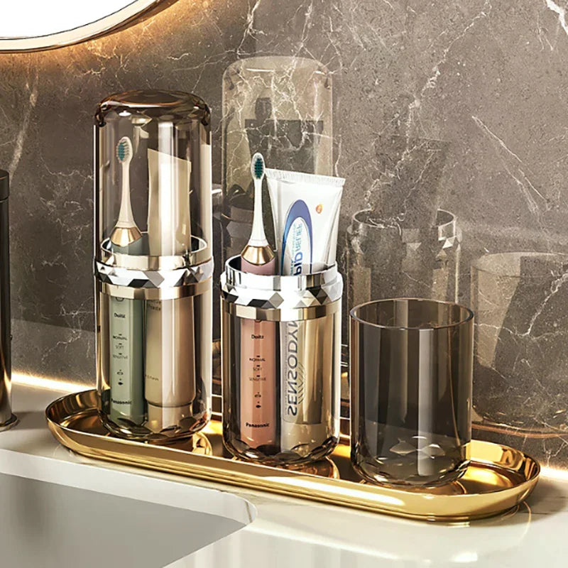 Accessory Toothpaste Toothbrush Holder Travel Bathroom Organizer Portable Wash Cup Storage Box Plastic Brush Mouthwash