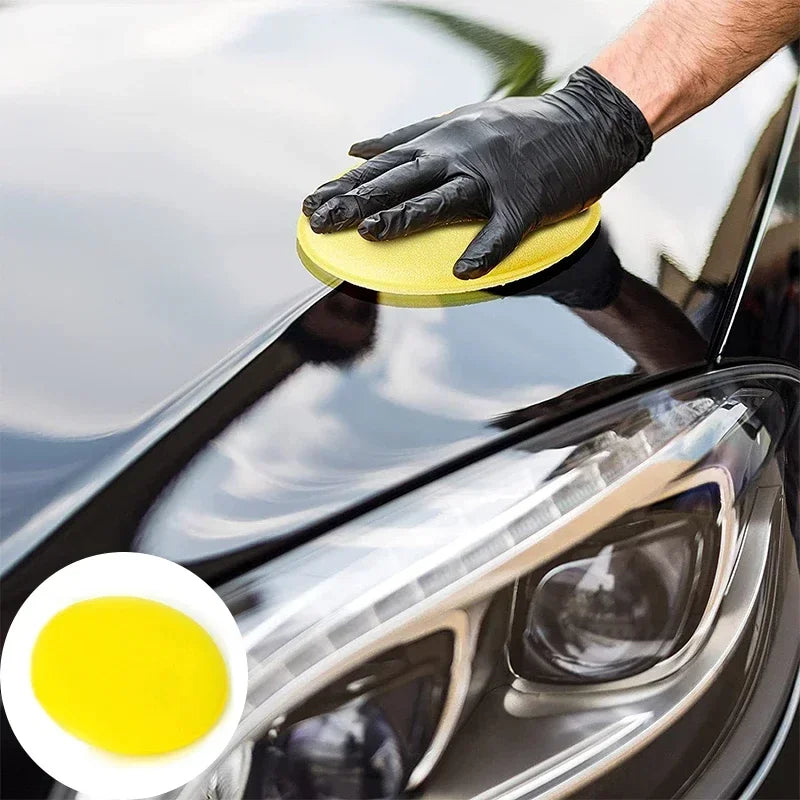 1-20pcs Car Wash Sponge Round Crimped Waxing Polishing Cleaning Tools High Density Foam Applicator Pad Sponge Car Detailing Tool