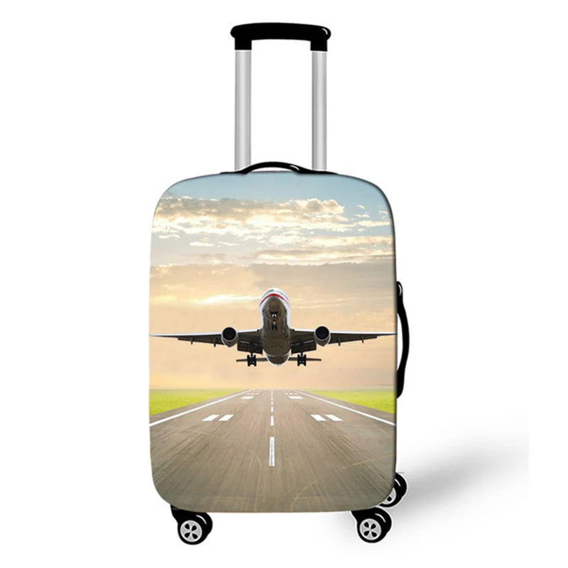 3D Aircraft Travel Suitcase Cover Elastic Fabric Luggage Protective Cover 18-32 Inch Thicken Trolley Case Cover Travel Accessory