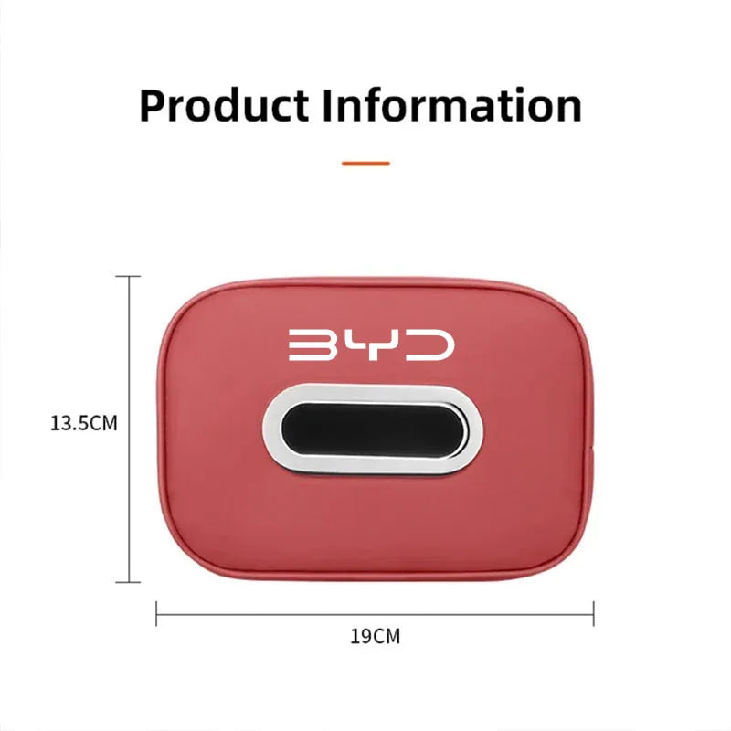 For BYD Car Tissue Box PU Leather Auto Sun Visor Headrest Armrest Tissue Holder Storage Case For Song Plus Han Tang Dolphin Seal
