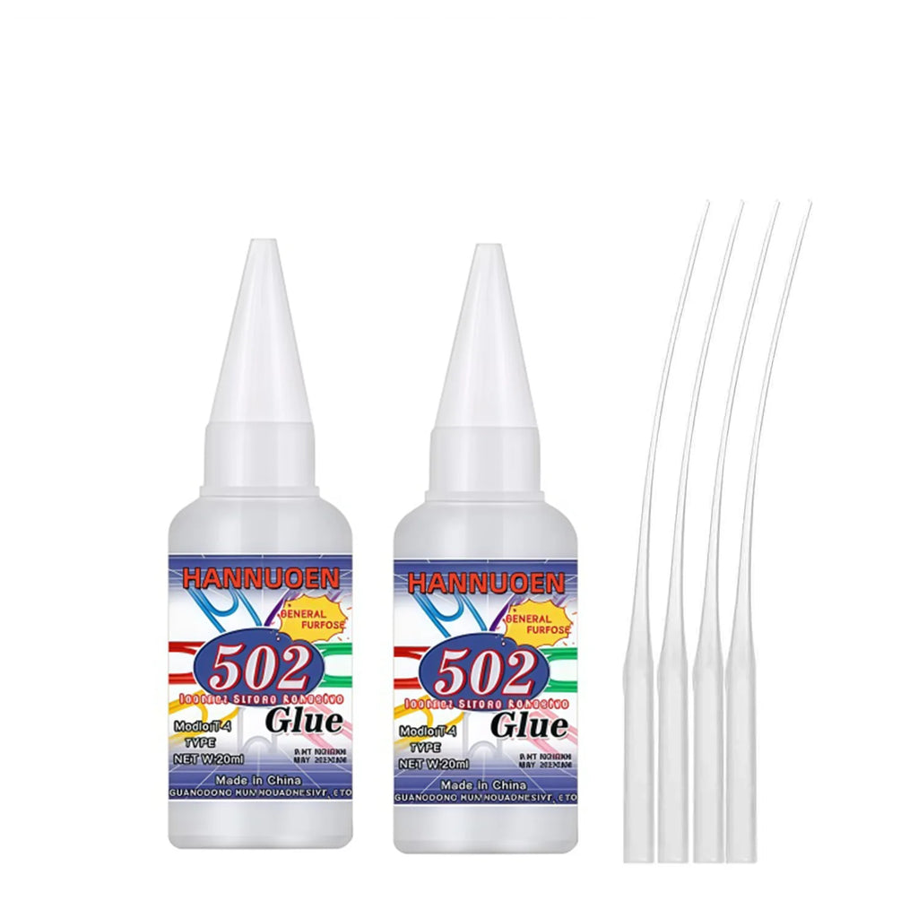 Super Glue Instant Quick-drying Cyanoacrylate Adhesive Leather Rubber Glass Wood Metal Strong Bond Liquid 502 Glue Tool 20g