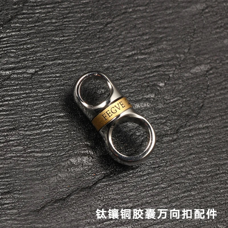 EDC Titanium Damascus Stainless Zirconium 360° Rotatable Keychain Buckle Keychain Car Pendant EDC Outdoor Tool