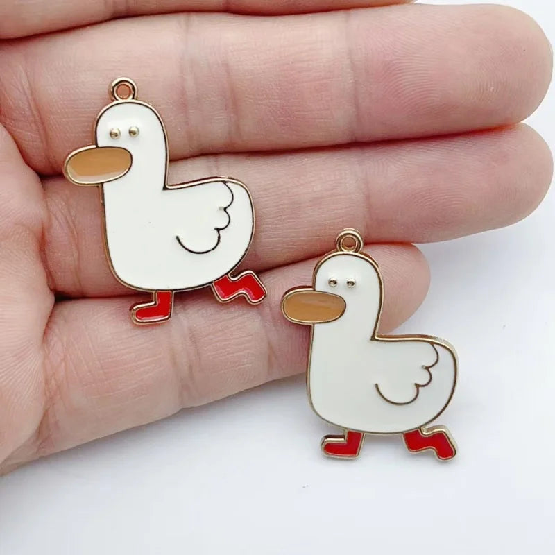 10pcs Cartoon Duck Charm Jewelry Accessories Diy Making Enamel Necklace Earring Pendant Keychain Charms Alloy Metal