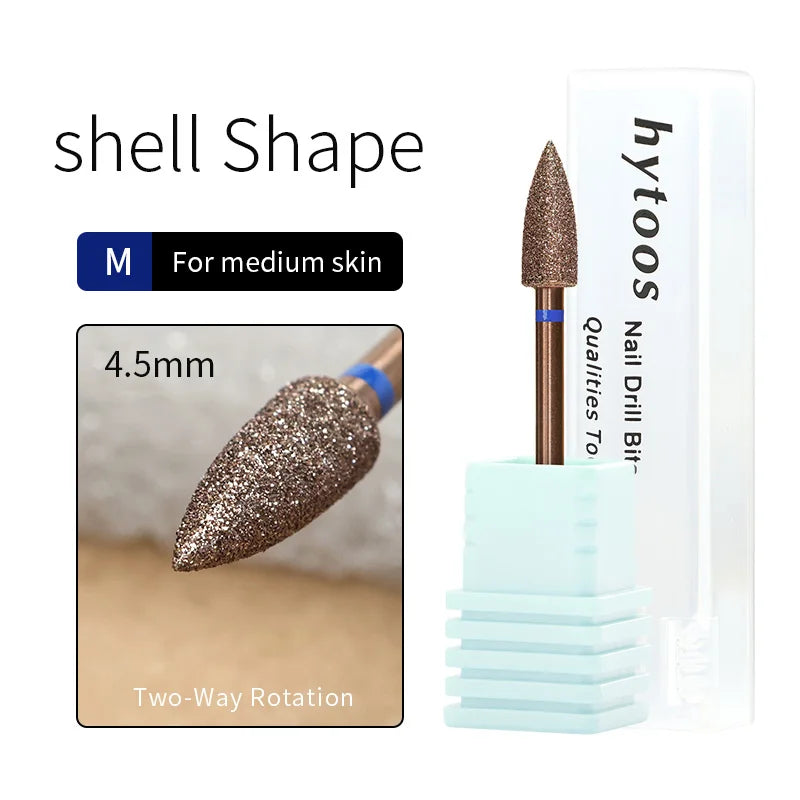 HYTOOS Copper Coated Diamond Cuticle Clean Nail Drill Bit Large Cone Dead Skin Cleaner Russian Prep Tool for Manicure Technician