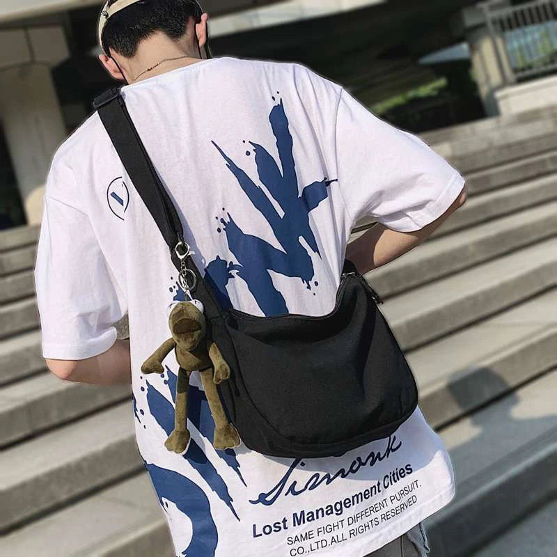 New【Canvas Crossbody Bag Large Capacity Hip-Hop Street Style For Both Men And Women】