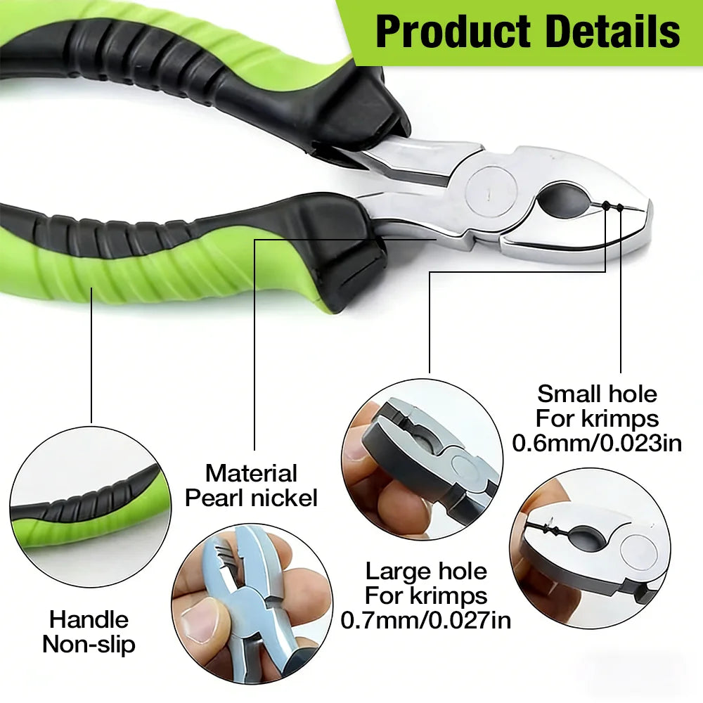 Multi-Functional Fishing Pliers, Fishing Line Crimping Pliers, Chod Hook Remover, Includes 30 0.6mm and 30 0.7mm Crimping Rings