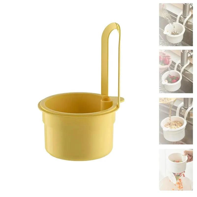 Kitchen Sink Strainer Basket with Faucet Hanging Waste Catcher And Draining Filter Press for Easy Dumping
