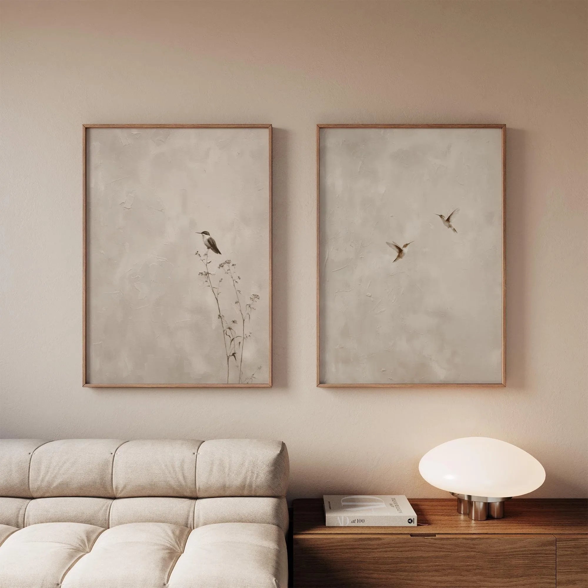 2pcs/set of Retro Hummingbird Animal Canvas Prints Minimalist Retro Bird Farmhouse Wall Art Posters for Living Room Home Decor