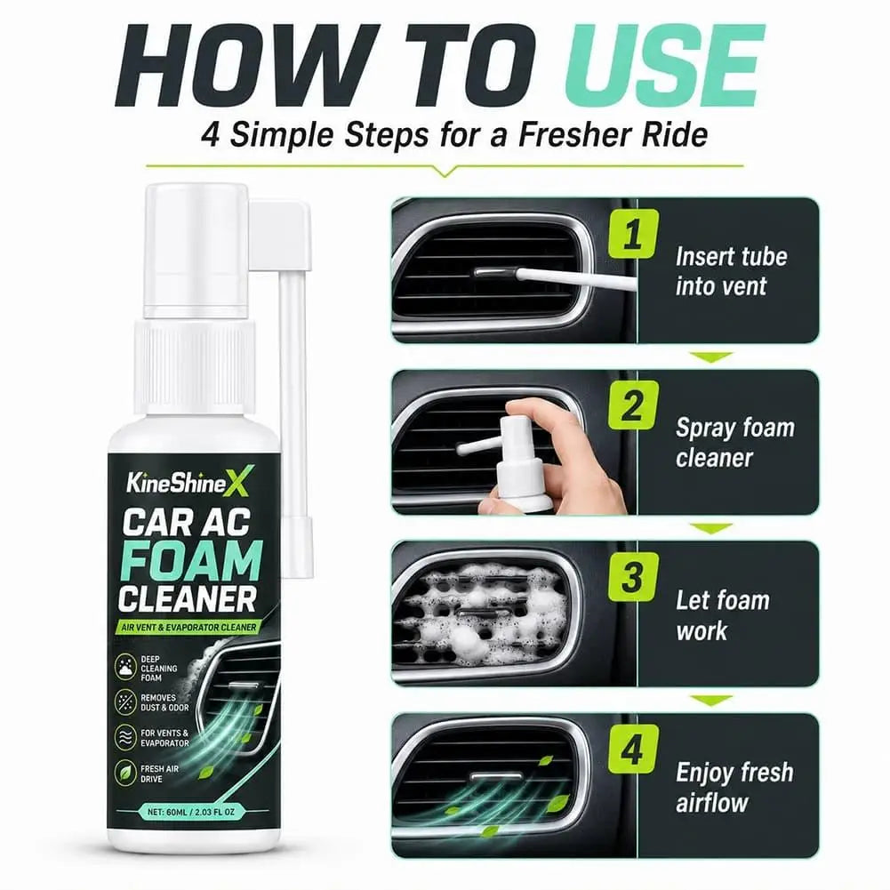 Car AC Foam Cleaner Long Nozzle Air Vent Evaporator Deep Clean Spray Remove Dust Odor Air Conditioner Deodorant