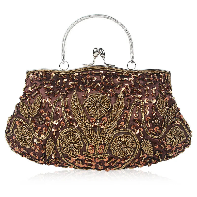 Women Clutch Bags Ladies Beads Evening Bags Wedding Party Bridal Embroidered Handbag Women Solid Retro Small Totes Mini Wallets