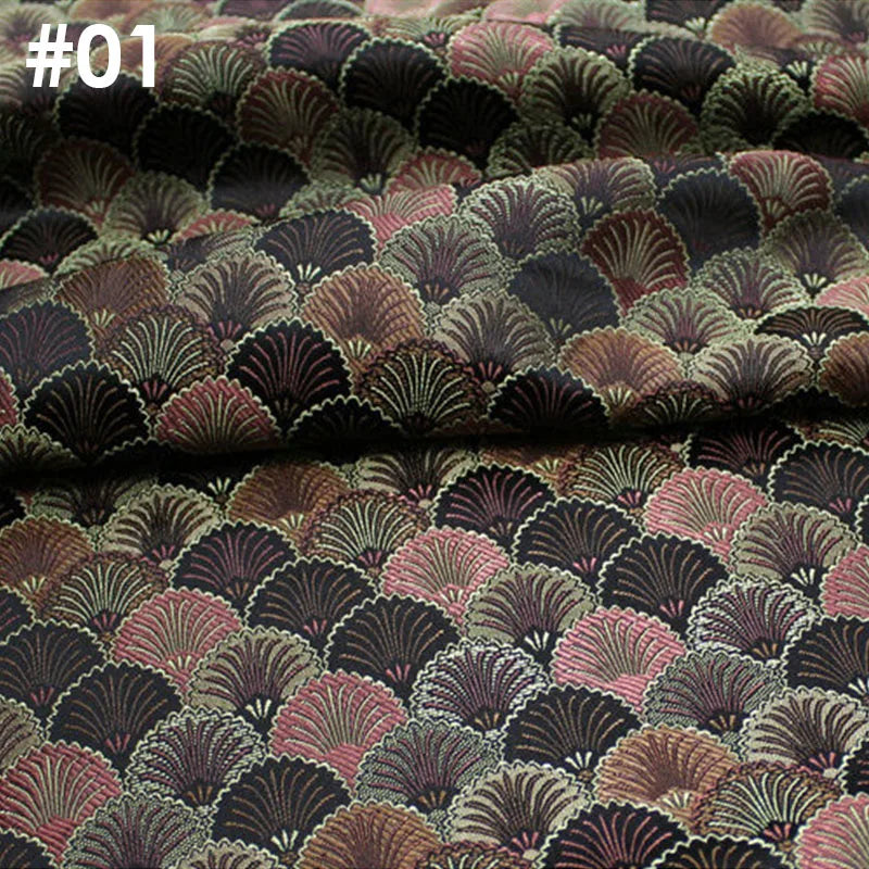 50x75cm Brocade Jacquard Fabric Ginkgo Leaf Design Faux Silk Material For Hanfu Mongolian Robe Cheongsam Costume DIY