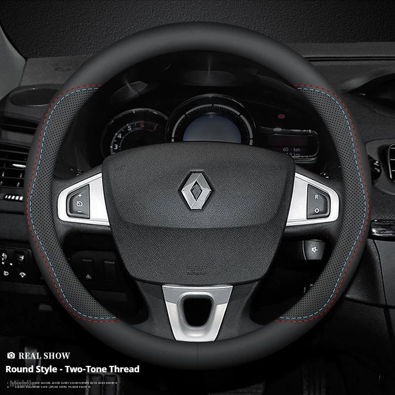 Car Steering-Wheels Cover 38cm Leather For Renault Clio Fluence Megane Laguna Talisman Captur Kadjar Kaptur Koleos Scenic Espace