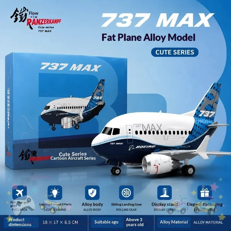 Panzerkampf Boeing 737 Max Diecast Alloy Airplane Model 70104PA Original Factory Livery Cute Series For Collectors Display