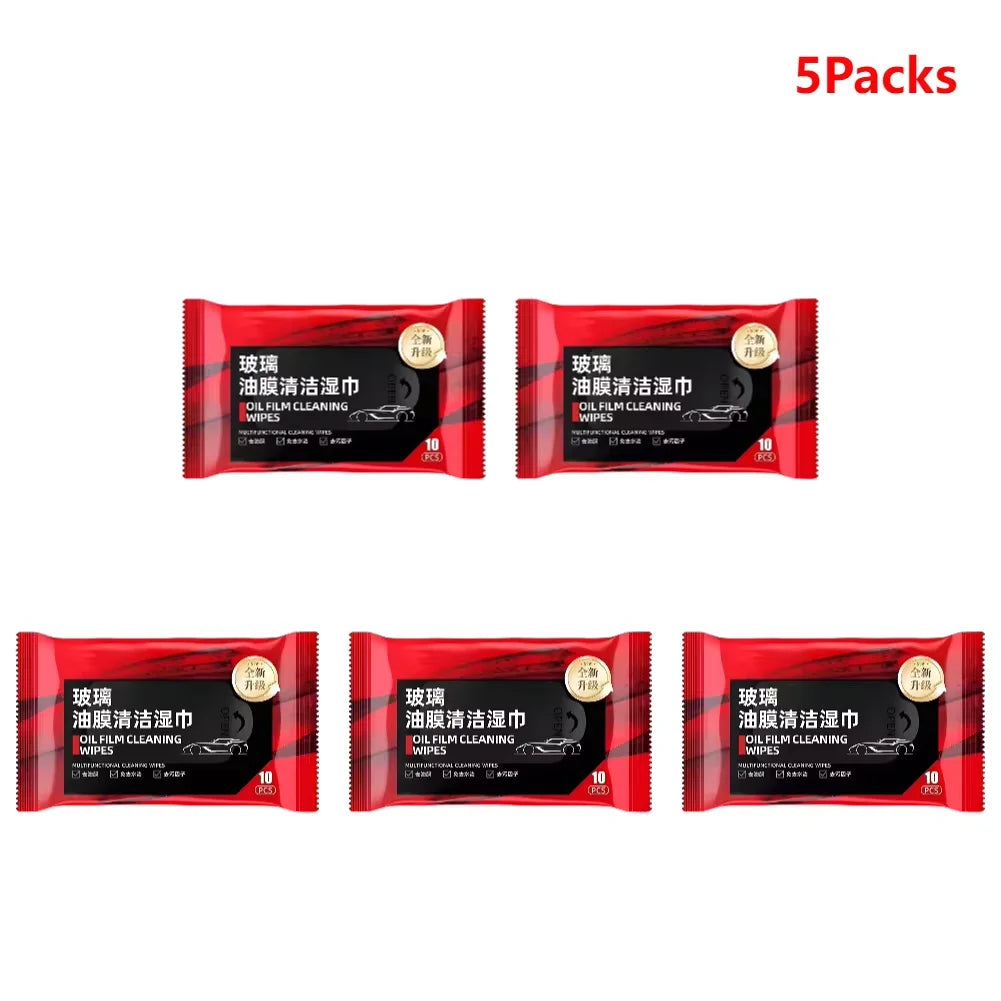 10Pcs Car Glass Oil Film Removal Wipes Car Window Glass Oil Film Remover Oil Film Cleaning Wipes Glass Windshield Cleaning Wipes