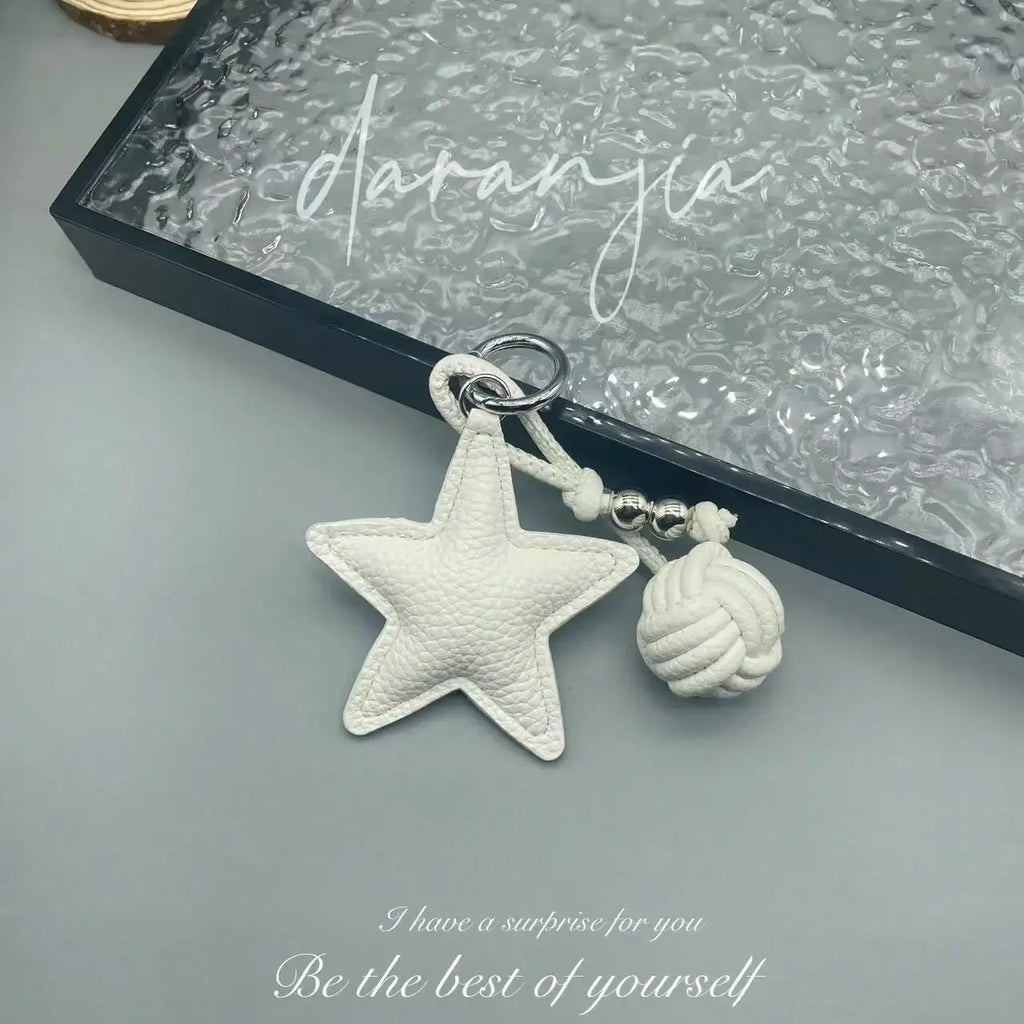 Star Woven Ball Keychain Bag Charm DIY Personalized Fashion Handbag Accessories for Women Small Gifts  Crossbody Bags Keychain